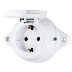   ELMARK ANTIQUE GERMAN SOCKET WITH COVER 16A 250V IP44 WH 190206