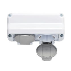 DOUBLE SOCKET GERMAN TYPE 16A 250V WHITE, IP44