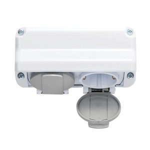 DOUBLE SOCKET GERMAN TYPE 16A 250V WHITE, IP44