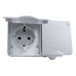 NÉMET TÍPUSÚ DUPLA DUGALJ FELÜLETRE IP65 SZÜRKE