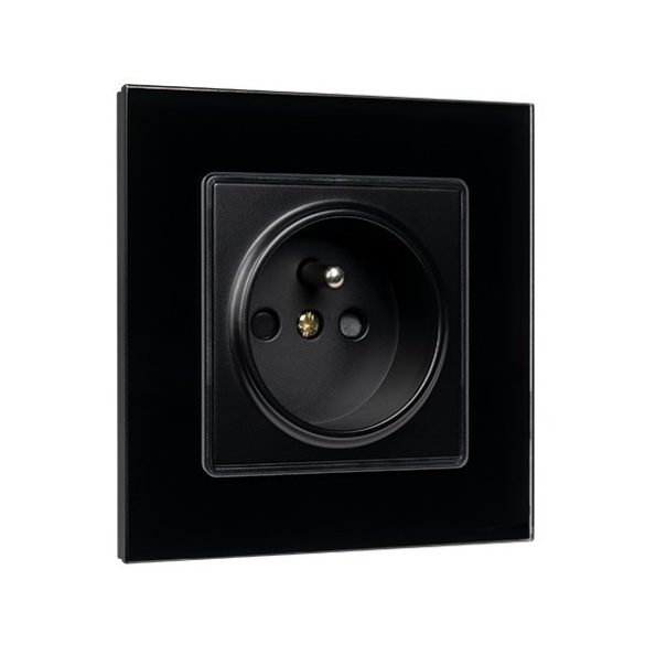 FRENCH TYPE SOCKET 16A GLASS FRAME BLACK