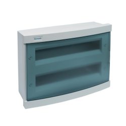   MŰANYAG ELOSZTÓDOBOZ 24 MODULOS – SÜLLYESZTETT, KÉK FEDÉLLEL