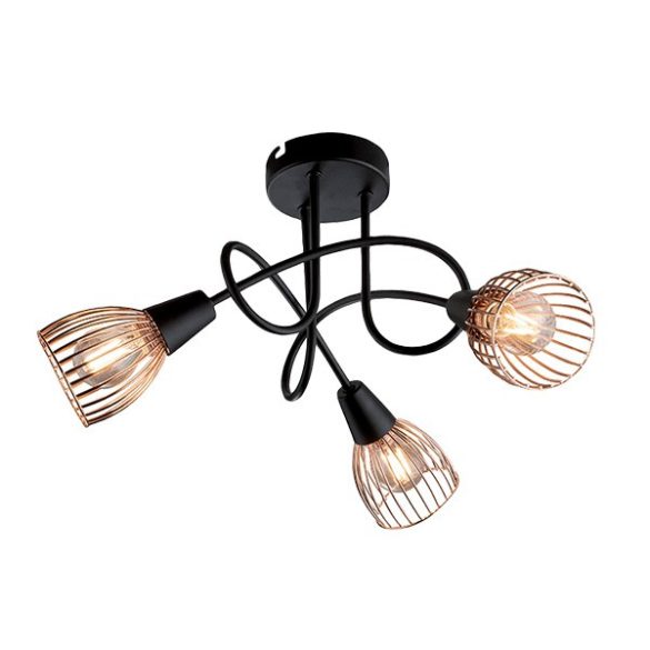 AMBIX MENNYEZETI LÁMPA 3XE14 FEKETE/RÉZ