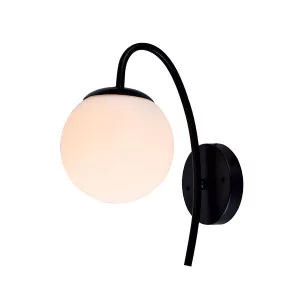 LINA FALI LÁMPA 1XE27 FEKETE/FEHÉR ÜVEG