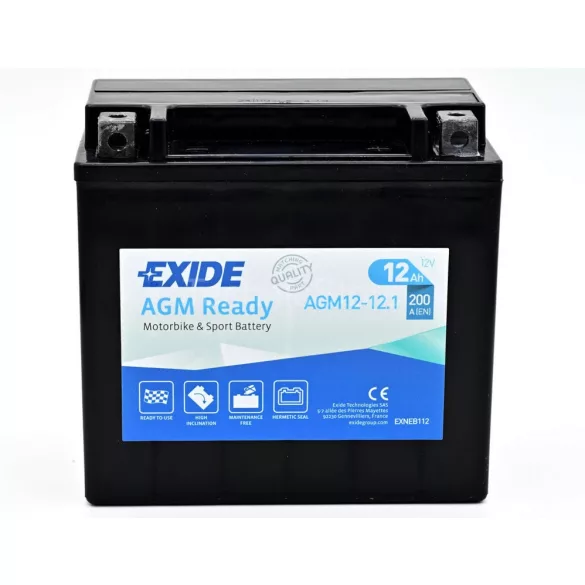 Exide AGM Ready 12Ah 200A Jobb+ Motorakkumulátor (AGM12-12.1)