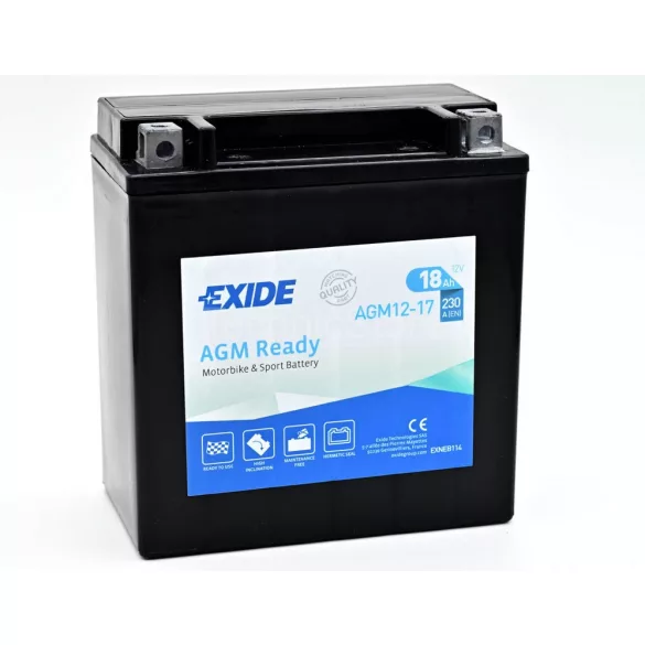 Exide AGM Ready 18Ah 230A Bal+ Motorakkumulátor (AGM12-17)