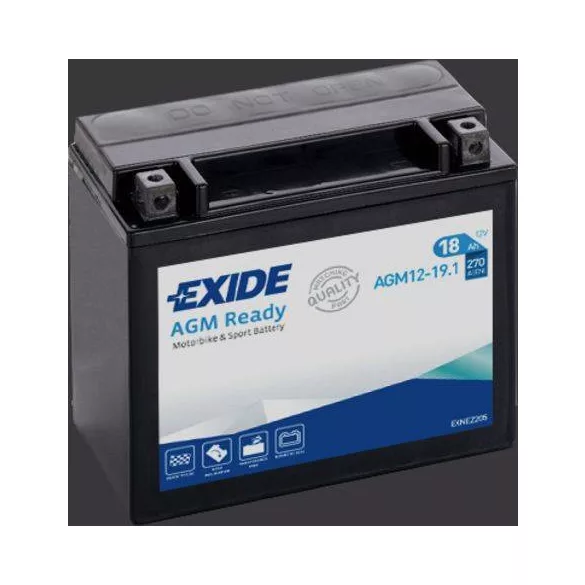 Exide AGM Ready 18Ah 270A Bal+ Motorakkumulátor (AGM12-19.1)