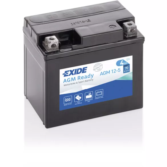 Exide AGM Ready 4Ah 70A Jobb+ Motorakkumulátor (AGM12-5)