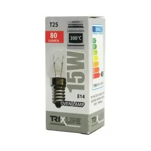Trixline sütő izzó T25 230V , E14-es foglalat 15W 300°C  (BC T25)