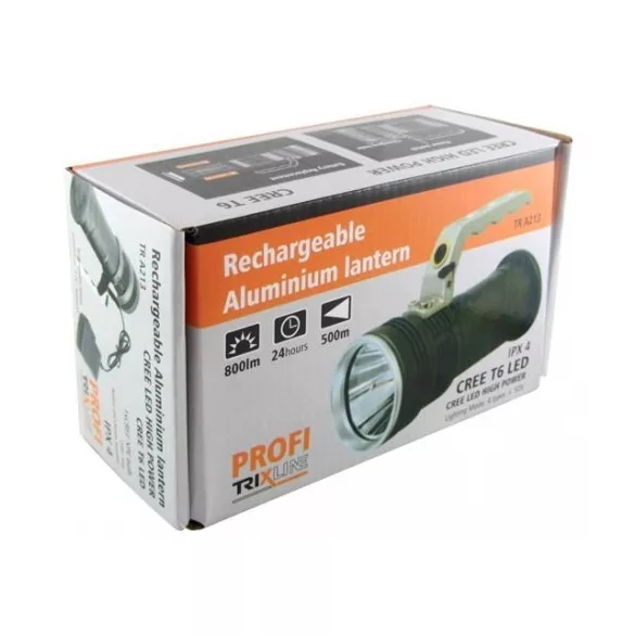 BCLux Trixline TR-A213 10W-os akkus LEDlámpa CREE T6 LED+ 2 db 18650 Li-ion akku