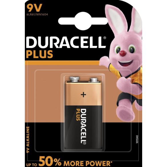 Duracell Plus 9V MN1604 alkáli elem 6LR61 bl/1