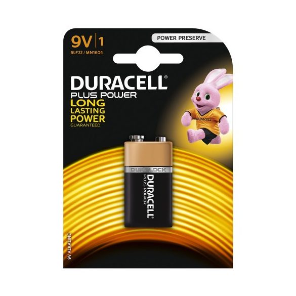 Duracell Plus 9V MN1604 alkáli elem 6LR61 bl/1