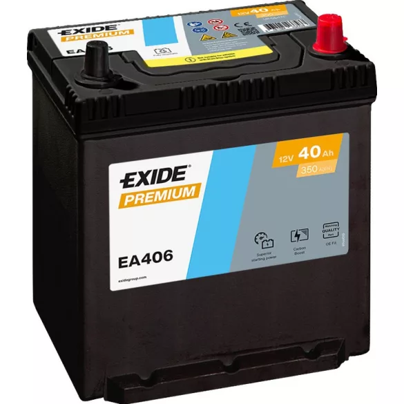 Exide Premium 40Ah 350A Jobb+ Akkumulátor (EA406)