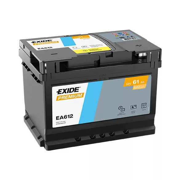 Exide Premium 61Ah 600A Jobb+ Akkumulátor (EA612)