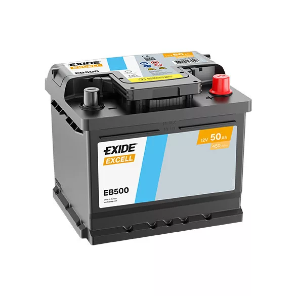 Exide Excell 50Ah 450A Jobb+ Akkumulátor (EB500)