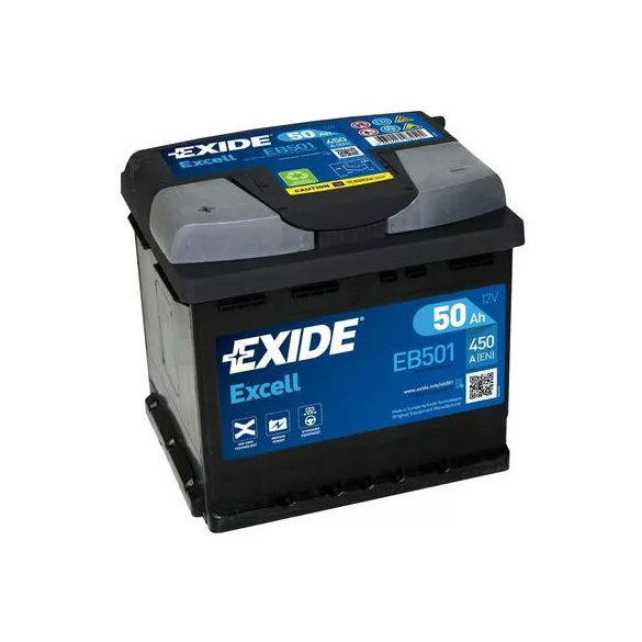 Exide Excell 50Ah 450A Bal+ Akkumulátor (EB501)