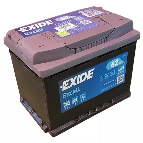 Exide Excell 62Ah 540A Jobb+ Akkumulátor (EB620)