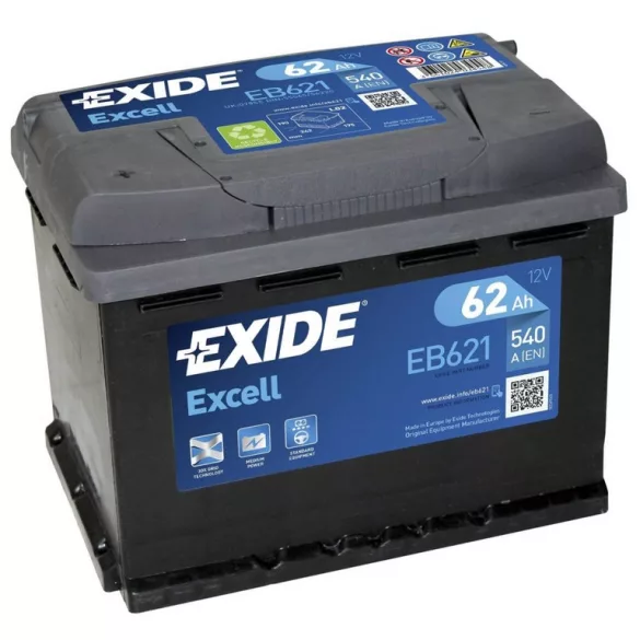 Exide Excell 62Ah 540A Bal+ Akkumulátor (EB621)