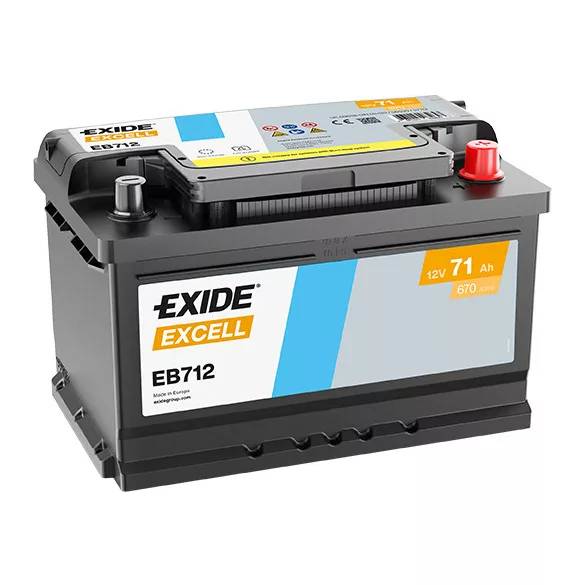 Exide Excell 71Ah 670A Jobb+ Akkumulátor (EB712)