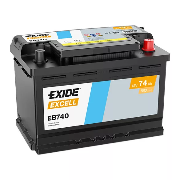 Exide Excell 74Ah 680A Jobb+ Akkumulátor (EB740)