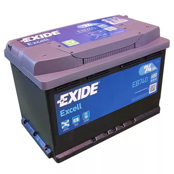 Exide Excell 74Ah 680A Jobb+ Akkumulátor (EB740)