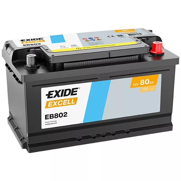 Exide Excell 80Ah 700A Jobb+ Akkumulátor (EB802)