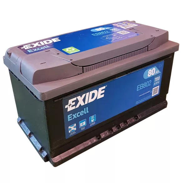 Exide Excell 80Ah 700A Jobb+ Akkumulátor (EB802)
