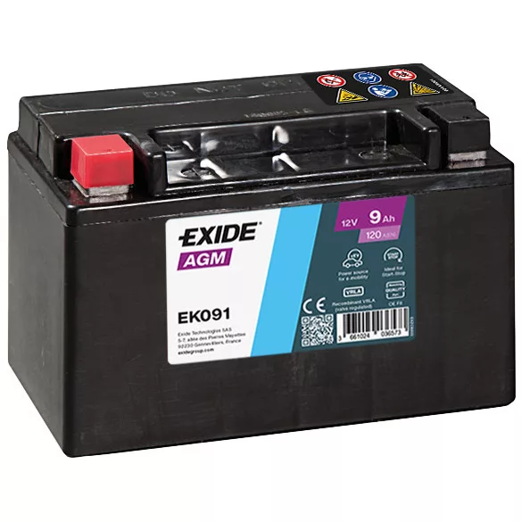 Exide AGM 9Ah 120A Bal+ Akkumulátor (EK091)