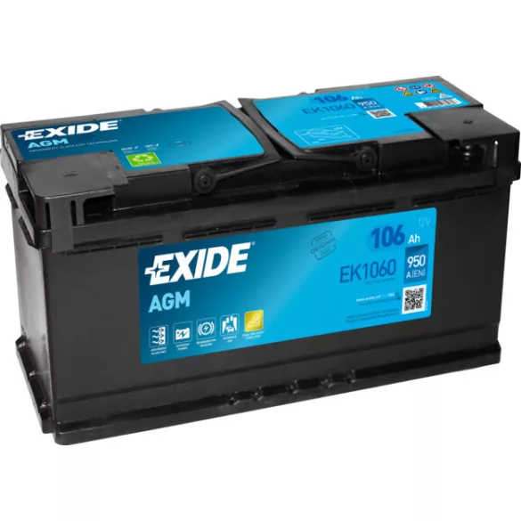 Exide AGM 106Ah 950A Jobb+ Akkumulátor (EK1060)
