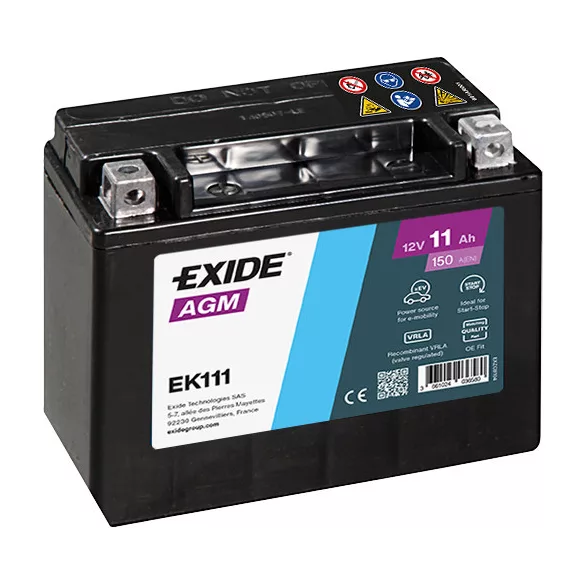 Exide AGM 11Ah 150A Bal+ Akkumulátor (EK111)