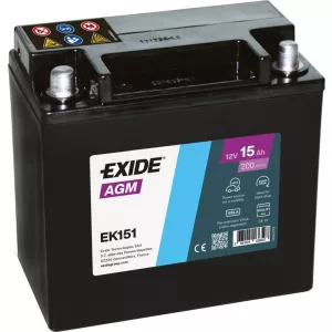 Exide AGM 15Ah 200A Bal+ Akkumulátor (EK151)