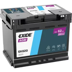 Exide AGM 62Ah 680A Jobb+ Akkumulátor (EK620)