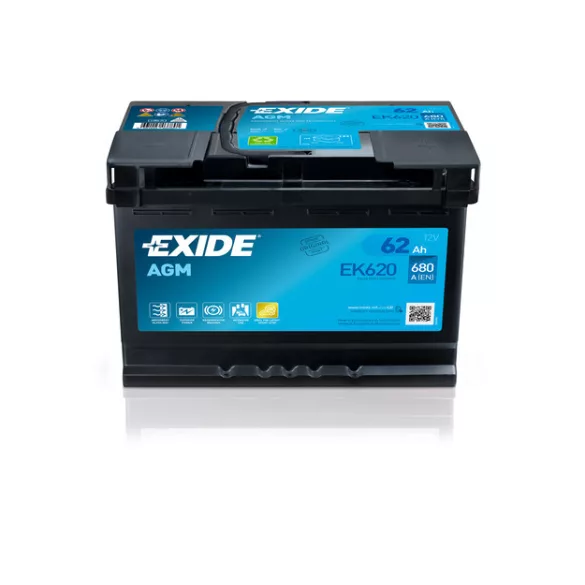 Exide AGM 62Ah 680A Jobb+ Akkumulátor (EK620)