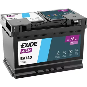 Exide AGM 72Ah 760A Jobb+ Akkumulátor (EK720)