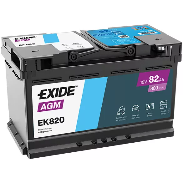 Exide AGM 82Ah 800A Jobb+ Akkumulátor (EK820)