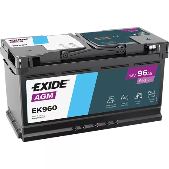 Exide AGM 96Ah 850A Jobb+ Akkumulátor (EK960)