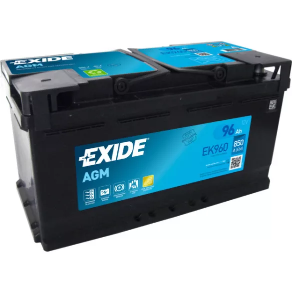 Exide AGM 96Ah 850A Jobb+ Akkumulátor (EK960)