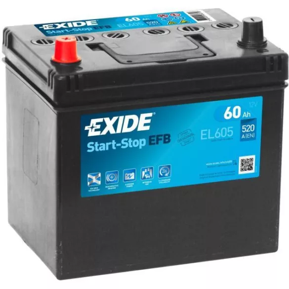 Exide EFB 60Ah 520A Bal+ Akkumulátor (EL605)