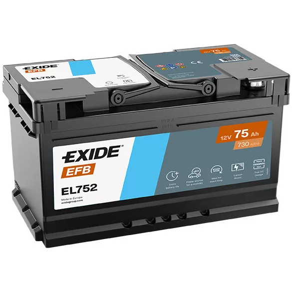 Exide EFB 75Ah 730A Jobb+ Akkumulátor (EL752)