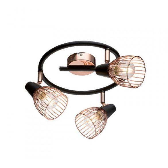 ELMARK AMBIX MENNYEZETI LÁMPA FEKETE ÉS RÉZ 3xE14