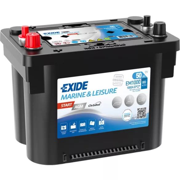 Exide Start AGM 50Ah 800A Bal+ Akkumulátor (EM1000)
