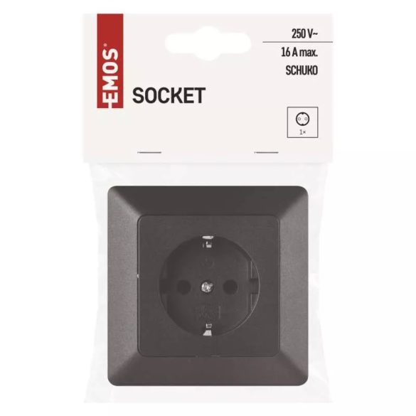 EMOS Csatalakozó aljzat SCHUKO, antracit A6002.2