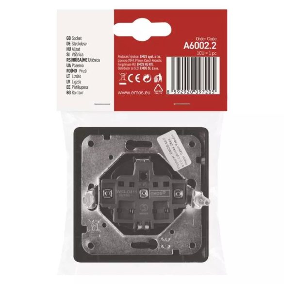 EMOS Csatalakozó aljzat SCHUKO, antracit A6002.2