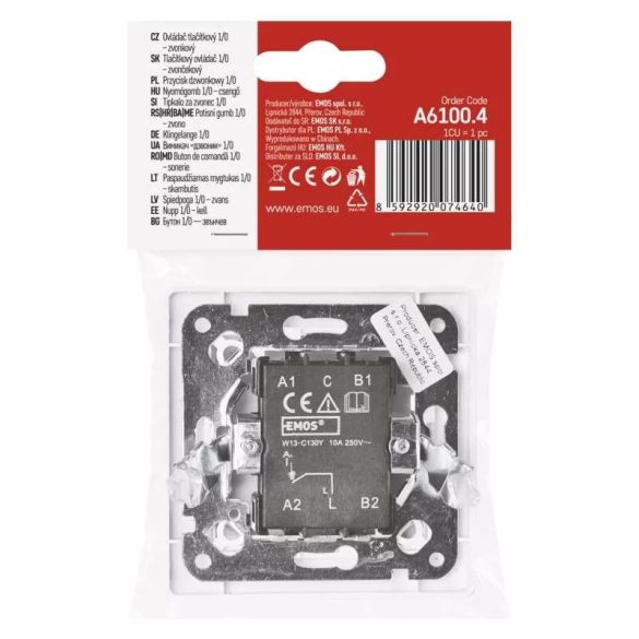 EMOS Nyomógomb 1/0 - csengő A6100.4
