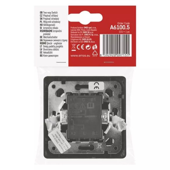 EMOS Váltókapcsoló, antracit A6100.5
