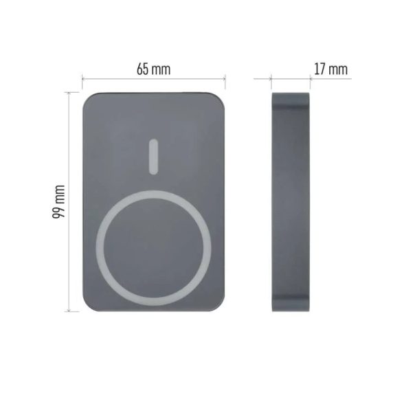 EMOS Powerbank WI 1046, 10 000 mAh, 20 W+Wireless magsafe, szürke, B0551GY