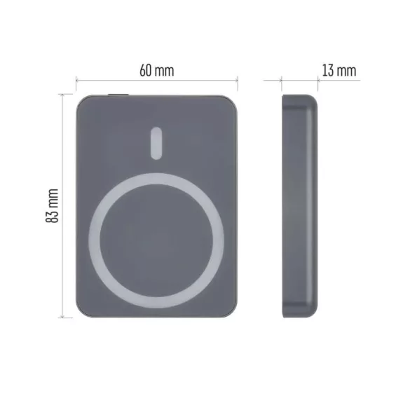 EMOS Powerbank WI 522, 5 000 mAh, 20 W+Wireless, szürke B0555GY