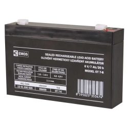   EMOS 6V/7Ah zárt,savas ólomakkumulátor 151x34x94mm Faston 4,7mm B9659