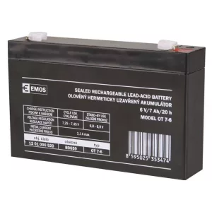 EMOS 6V/7Ah zselés zárt,savas ólomakkumulátor 151x34x94mm Faston T1 B9659