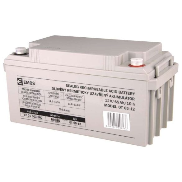 EMOS 12V/65Ah zárt,savas ólomakkumulátor 350x166x175mm B9685